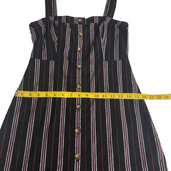 Hollister Dress Womens Small Black Red Striped Y2K Academia Grunge Mini Button - Picture 14 of 16